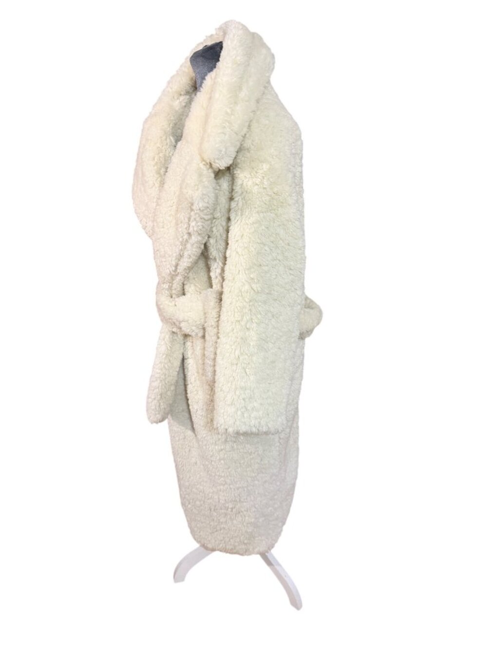 Forever 21 Womens White Faux Shearling Belted Long Coat Size S - Picture 4 of 6